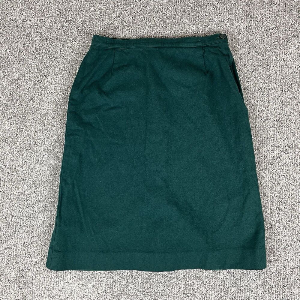 Vintage Pendleton Skirt Womens Fourteen 70s 80s Midi A Line Wool Retro Green